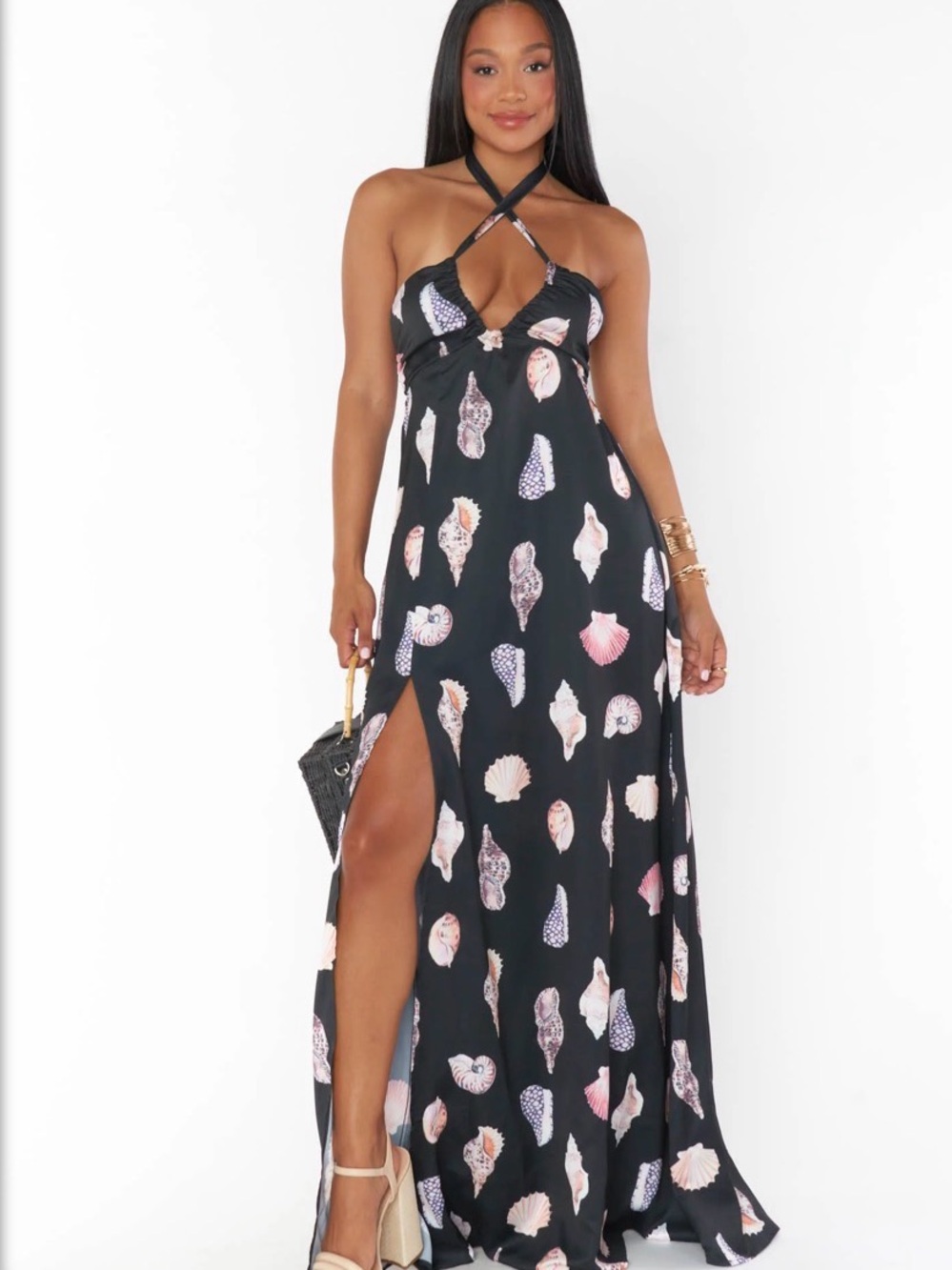 Show Me Your Mumu NWT Seashell Halter Maxi Dress XS/S Beach Vacation Goddess - Picture 4 of 9